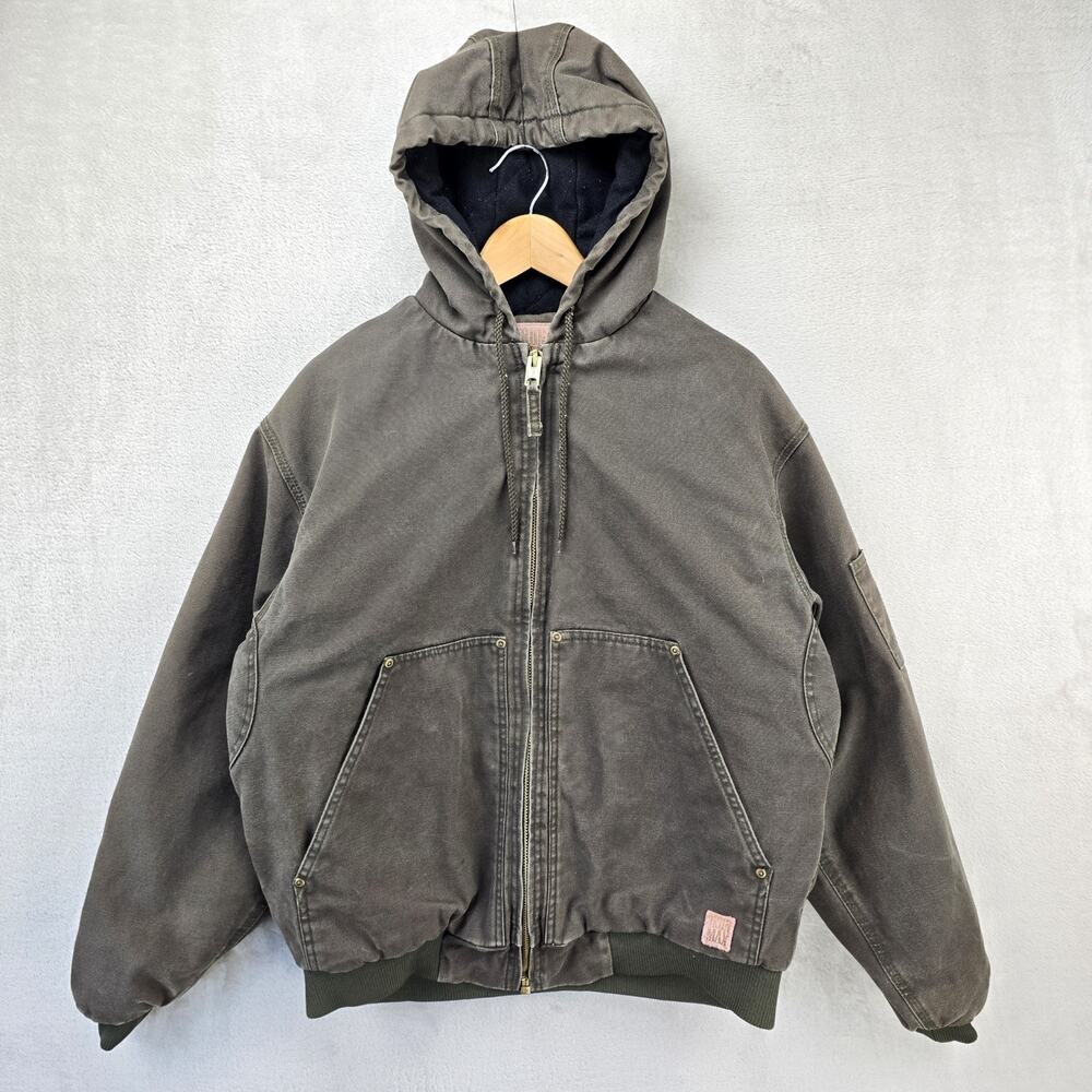 Vintage Iron Max Insulated Canvas Workwear Hooded Bomber Jacket Mens Large Large